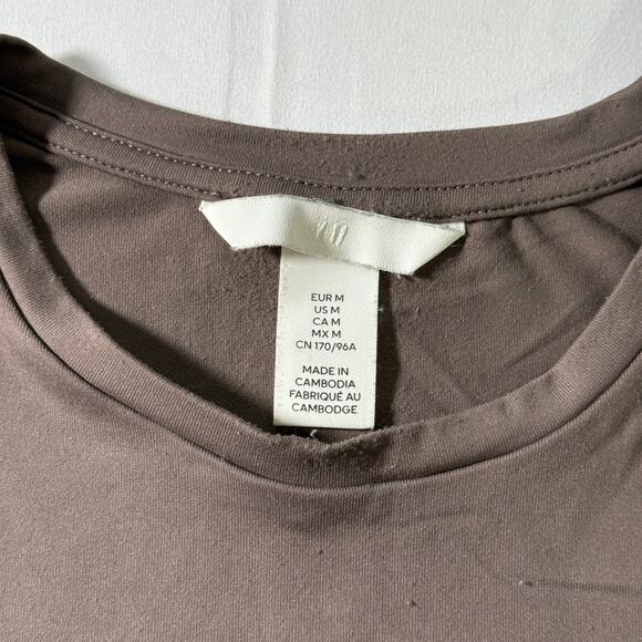 Light Brown Fitted Baby Tee Size Medium H&M Basic - Picture 2 of 8